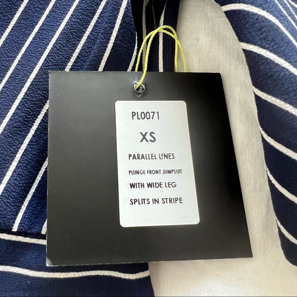 PARALLEL LINES Pin Stripe Plunge Front Short Sleeve Jumpsuit with Side Slits - Picture 6 of 10